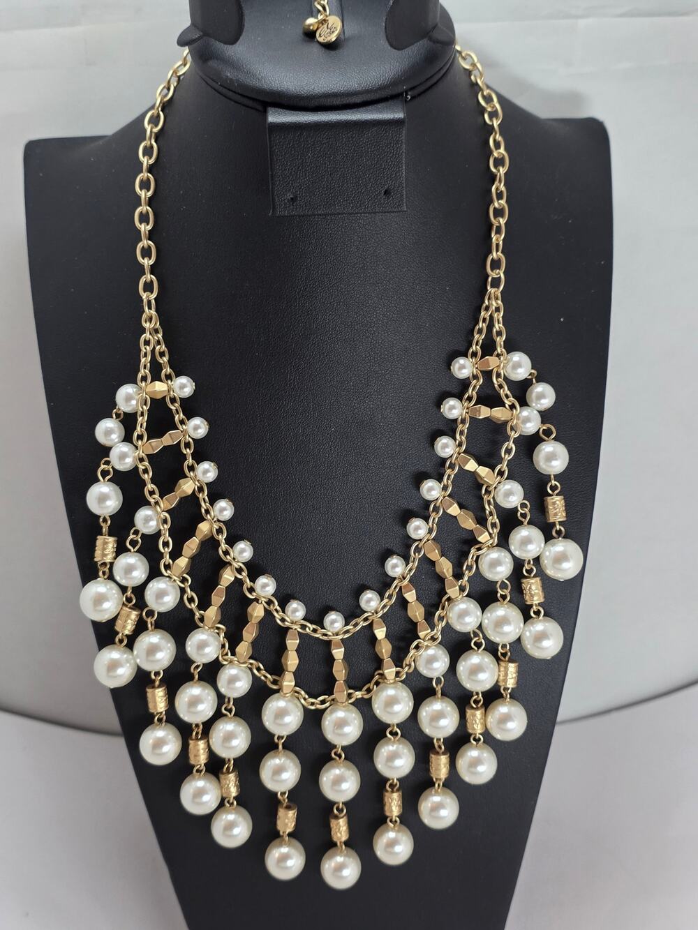 Erica Lyons Faux Pearl Bib Statement Necklace